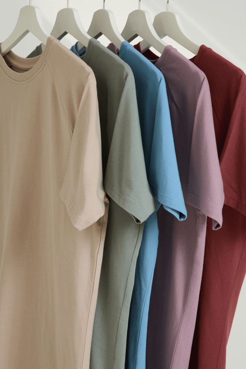 5 Pack Athletic Fit Crew Neck T-Shirt in Faded Terracotta/ Dusty Lilac/ Blue/ Sage/ Sand - TAILORED ATHLETE - USA
