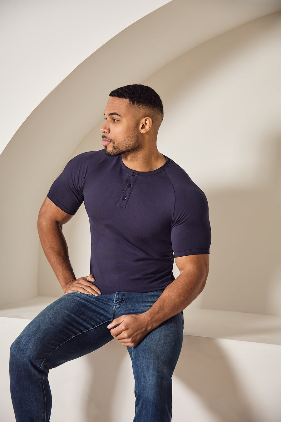 Everyday Henley T-Shirt in Navy - TAILORED ATHLETE - USA