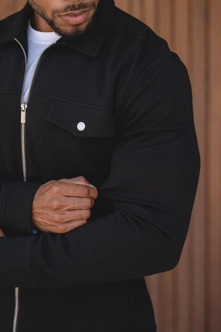 Interlock Zip Through Shacket in Black - TAILORED ATHLETE - USA