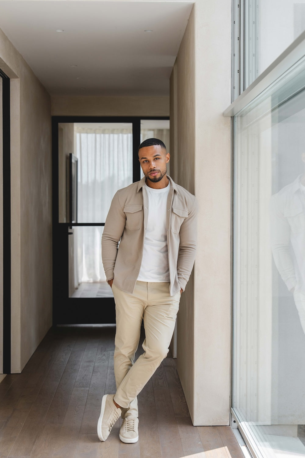 Soft Brushed Overshirt in Stone - TAILORED ATHLETE - USA