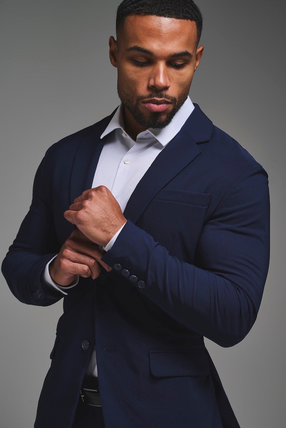 True Athletic Fit Tech Suit Jacket in Navy - TAILORED ATHLETE - USA