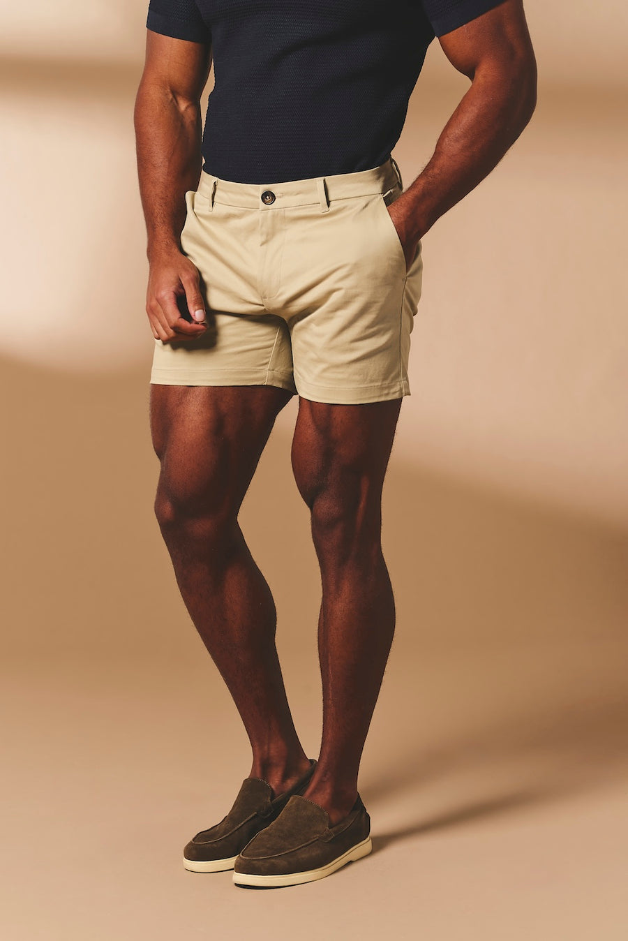 Athletic Fit Chino Shorts 5'' in Stone - TAILORED ATHLETE - USA