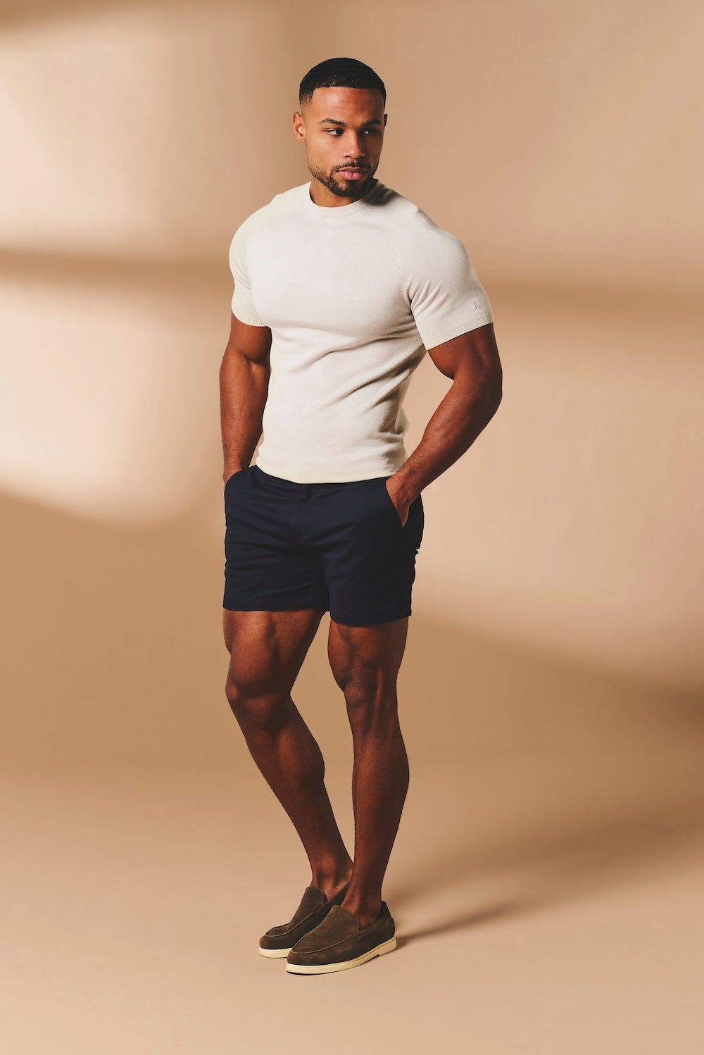 Athletic Fit Stretch Chino Shorts 5" in Navy - TAILORED ATHLETE - USA