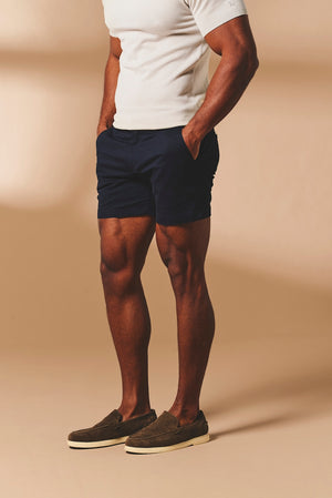 Athletic Fit Stretch Chino Shorts 5" in Navy - TAILORED ATHLETE - USA