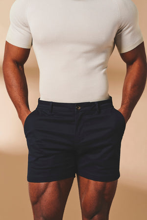 Athletic Fit Stretch Chino Shorts 5" in Navy - TAILORED ATHLETE - USA