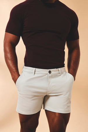 Athletic Fit Stretch Chino Shorts 5" in Dove Grey