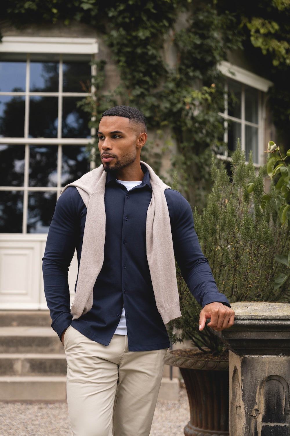 Textured Jersey Shirt in Navy XXXL