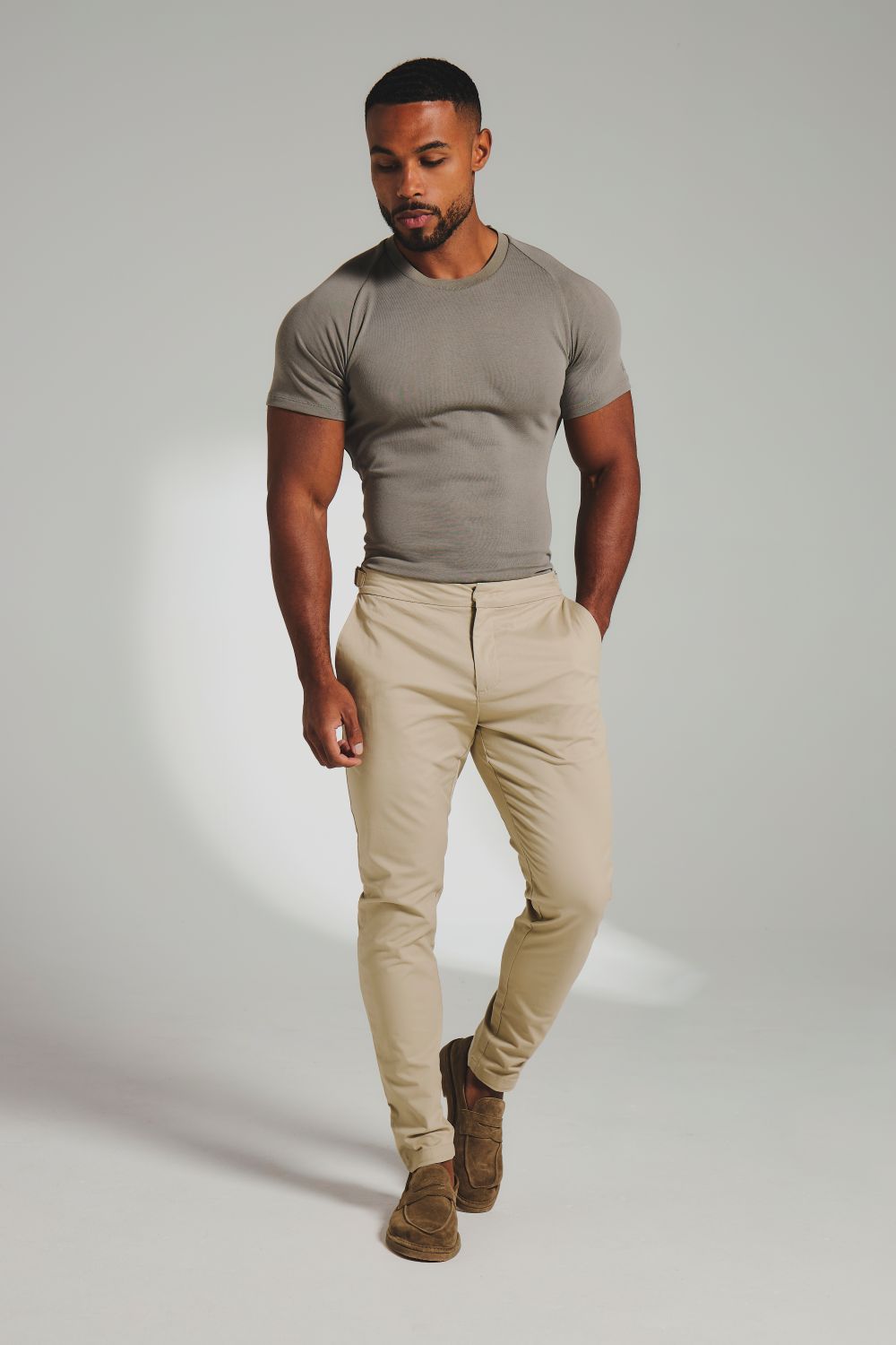 Smart Chino Side Adjuster Pants in Stone