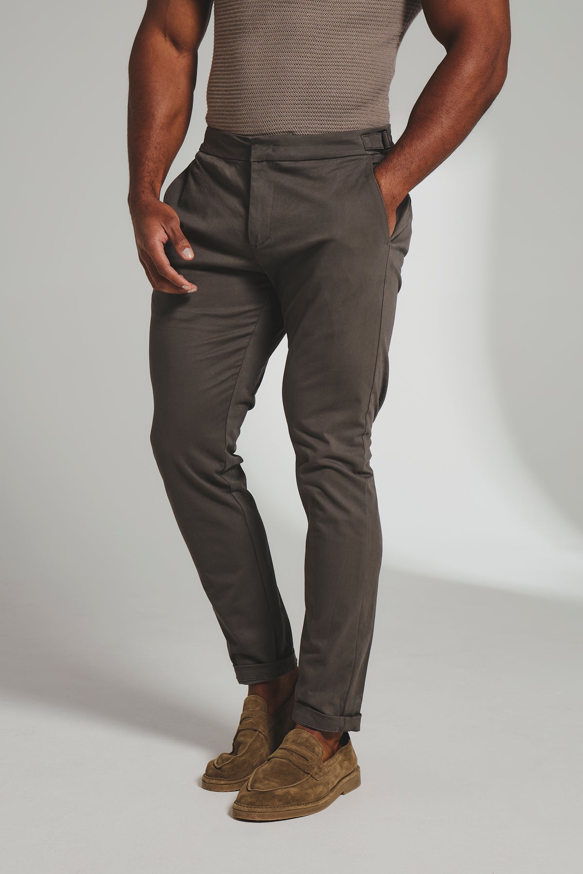 Smart Chino Side Adjuster Pants in Mocha