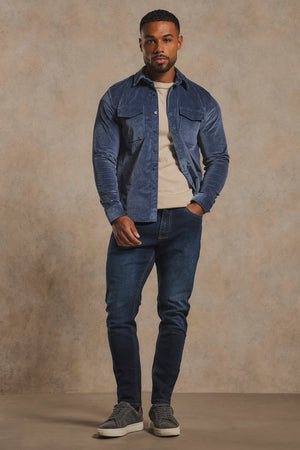 Cord Overshirt in Slate Blue