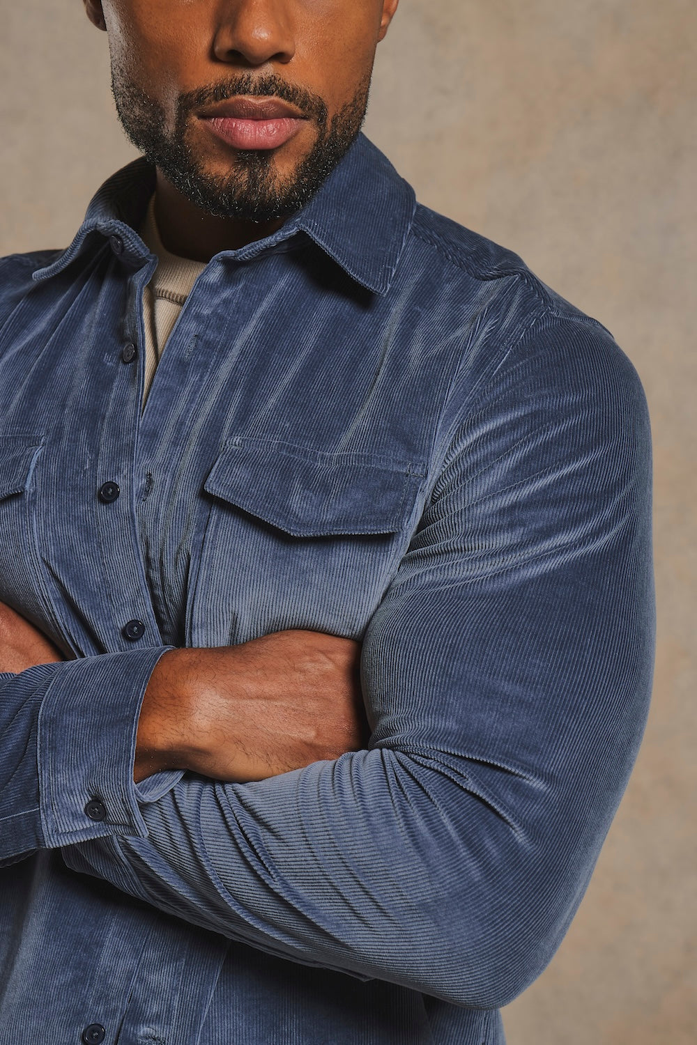 Cord Overshirt in Slate Blue