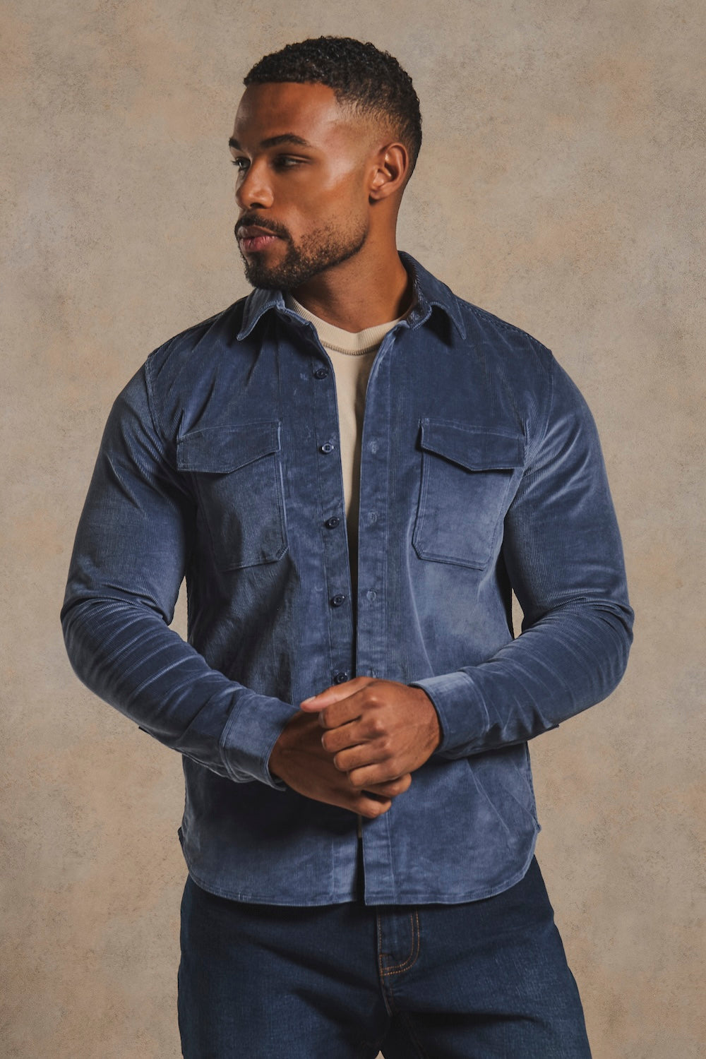 Cord Overshirt in Slate Blue