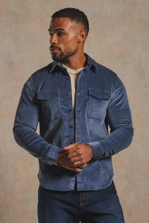 Cord Overshirt in Slate Blue