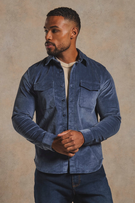 Cord Overshirt in Slate Blue
