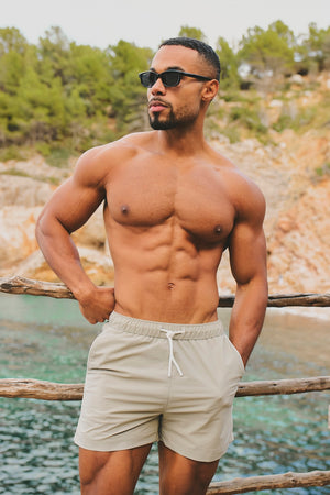 Quick Dry Piped Swim Shorts in Sage - TAILORED ATHLETE - USA