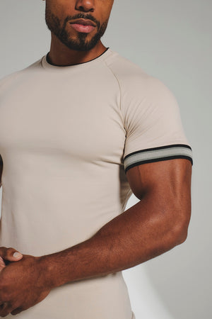 Tipped Fashion T-Shirt in Stone and Mushroom