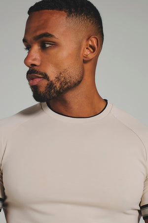 Tipped Fashion T-Shirt in Stone and Mushroom