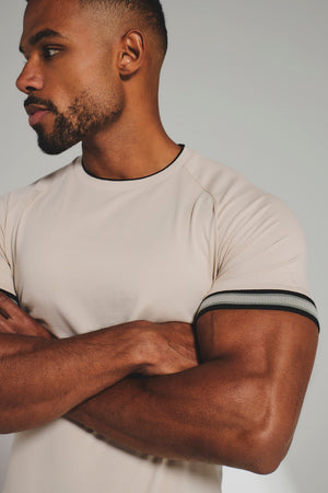 Tipped Fashion T-Shirt in Stone and Mushroom