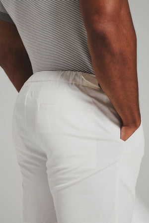 Smart Pleated Cotton Side Adjust Shorts in White