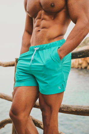 Quick Dry Plain Swim Short in Aqua - TAILORED ATHLETE - USA