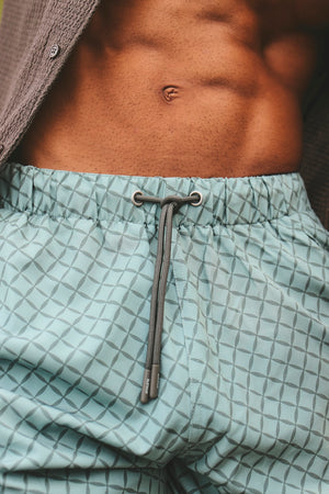 Quick Dry Printed Circle Geo Swim Short in Sage - TAILORED ATHLETE - USA