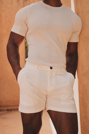 Athletic Fit Stretch Chino Shorts 5" in Chalk