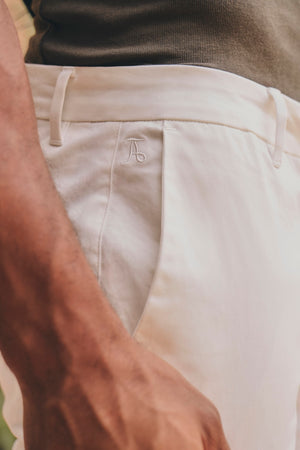 Athletic Fit Cotton Stretch Chino Pants in Chalk - TAILORED ATHLETE - USA