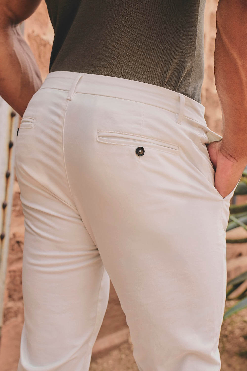 Athletic Fit Cotton Stretch Chino Pants in Chalk - TAILORED ATHLETE - USA