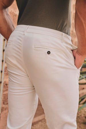 Athletic Fit Cotton Stretch Chino Pants in Chalk - TAILORED ATHLETE - USA