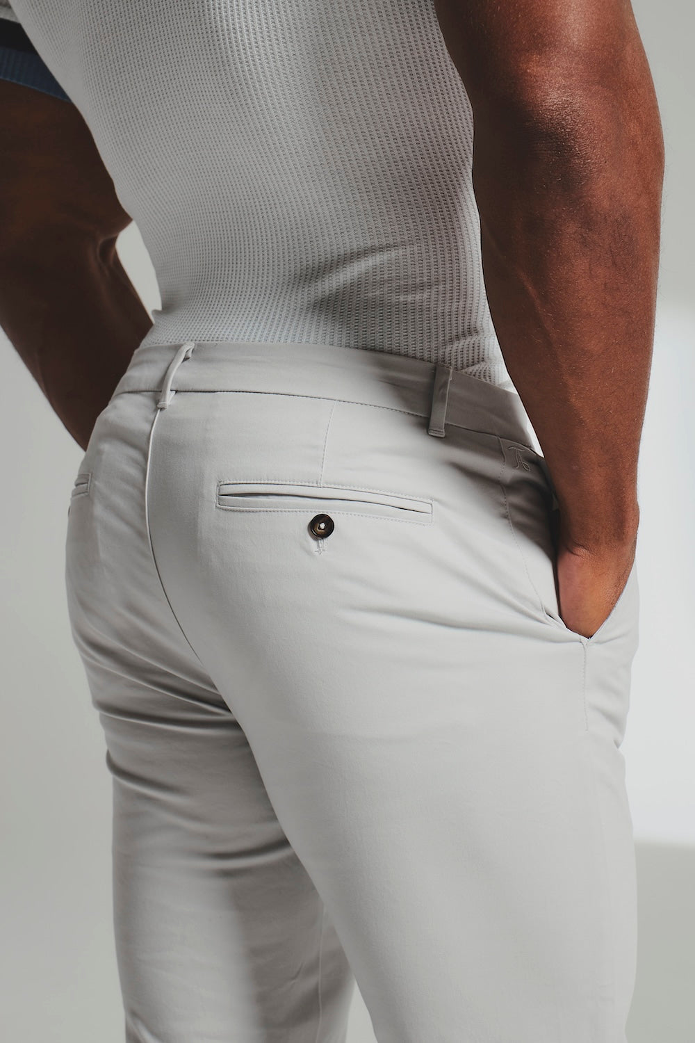 Athletic Fit Cotton Stretch Chino Pants in Dove Grey - TAILORED ATHLETE - USA