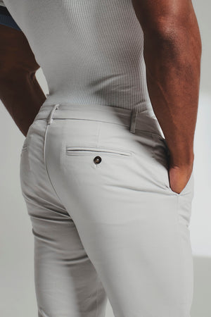 Athletic Fit Cotton Stretch Chino Pants in Dove Grey - TAILORED ATHLETE - USA
