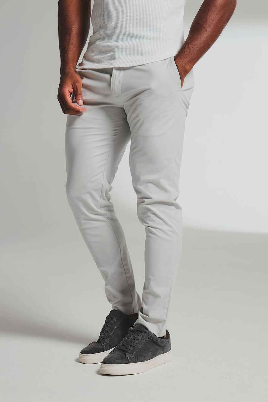 Athletic Fit Cotton Stretch Chino Pants in Dove Grey - TAILORED ATHLETE - USA