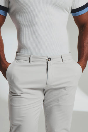 Athletic Fit Cotton Stretch Chino Pants in Dove Grey - TAILORED ATHLETE - USA