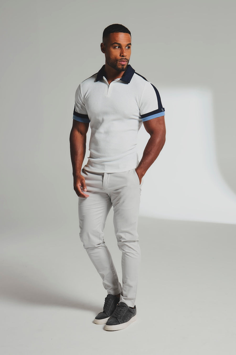 Athletic Fit Cotton Stretch Chino Pants in Dove Grey - TAILORED ATHLETE - USA