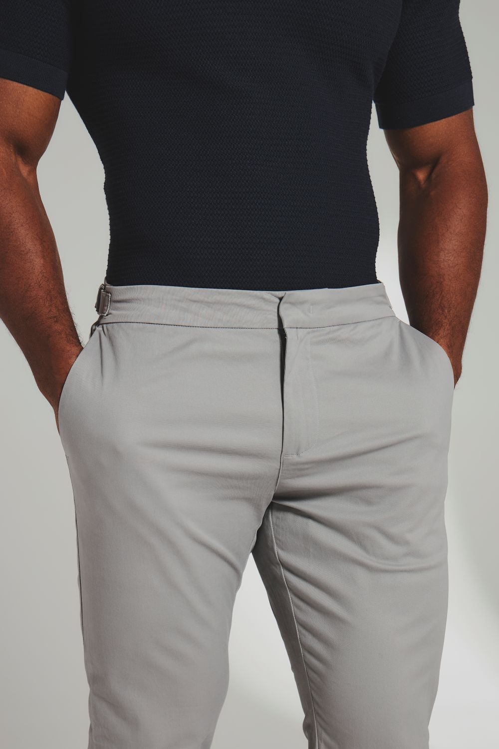 Smart Chino Side Adjuster Pants in Pale Grey
