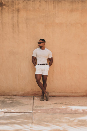 Knit Look T-Shirt in Alabaster