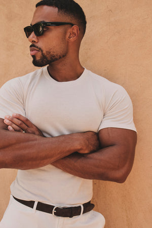 Knit Look T-Shirt in Alabaster