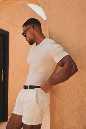 Knit Look T-Shirt in Alabaster