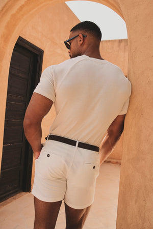 Knit Look T-Shirt in Alabaster