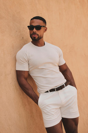 Knit Look T-Shirt in Alabaster
