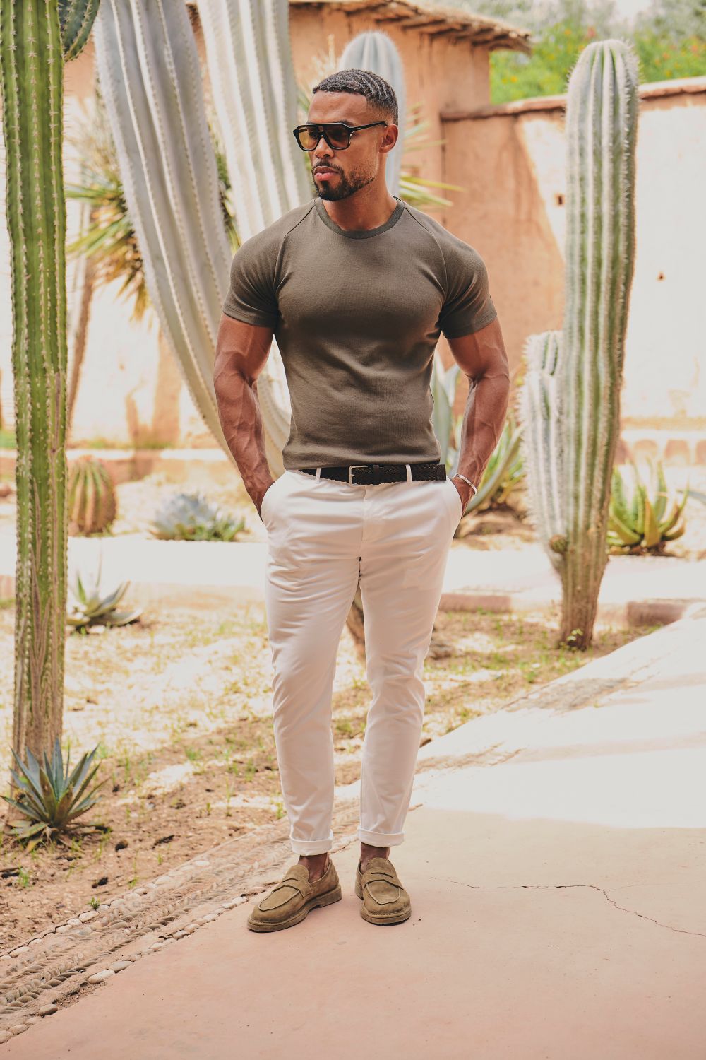 Knit Look T-Shirt in Dark Khaki - TAILORED ATHLETE - USA
