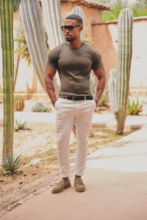 Knit Look T-Shirt in Dark Khaki - TAILORED ATHLETE - USA