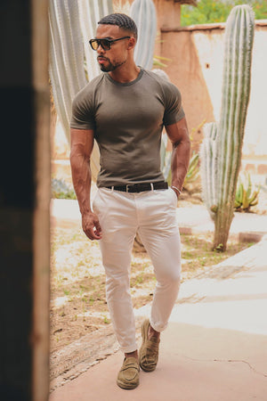Knit Look T-Shirt in Dark Khaki - TAILORED ATHLETE - USA