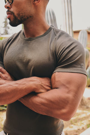 Knit Look T-Shirt in Dark Khaki - TAILORED ATHLETE - USA