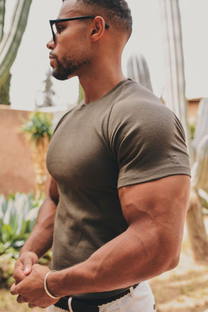 Knit Look T-Shirt in Dark Khaki - TAILORED ATHLETE - USA