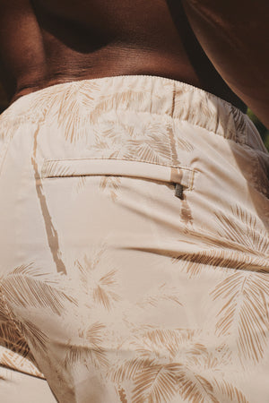 Quick Dry Printed Palm Print Swim Short in Neutral