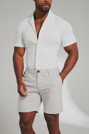 Athletic Fit Stretch Chino Shorts 7" in Dove Grey