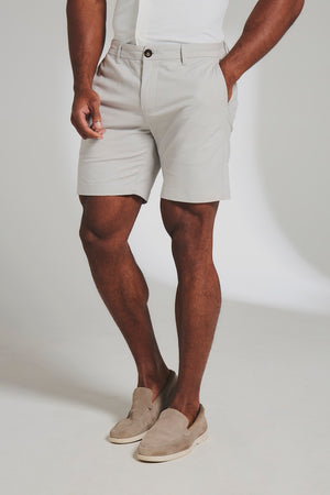 Athletic Fit Stretch Chino Shorts 7" in Dove Grey