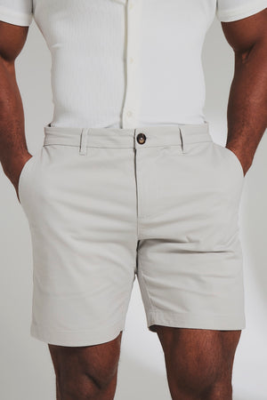Athletic Fit Stretch Chino Shorts 7" in Dove Grey