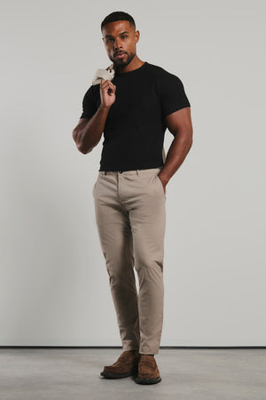 Athletic Fit Cotton Stretch Chino Pants in Stone